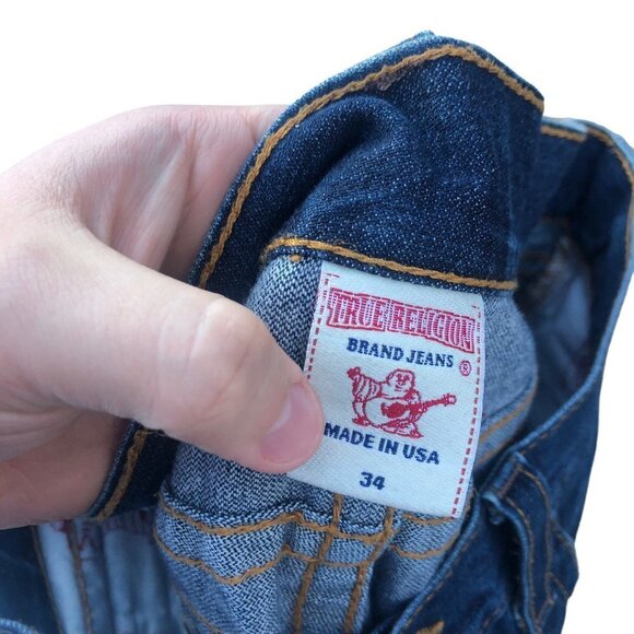 Vintage True Religion Jeans Size 34 RICKY Blue 5 Stitch Horshoe - Picture 10 of 10